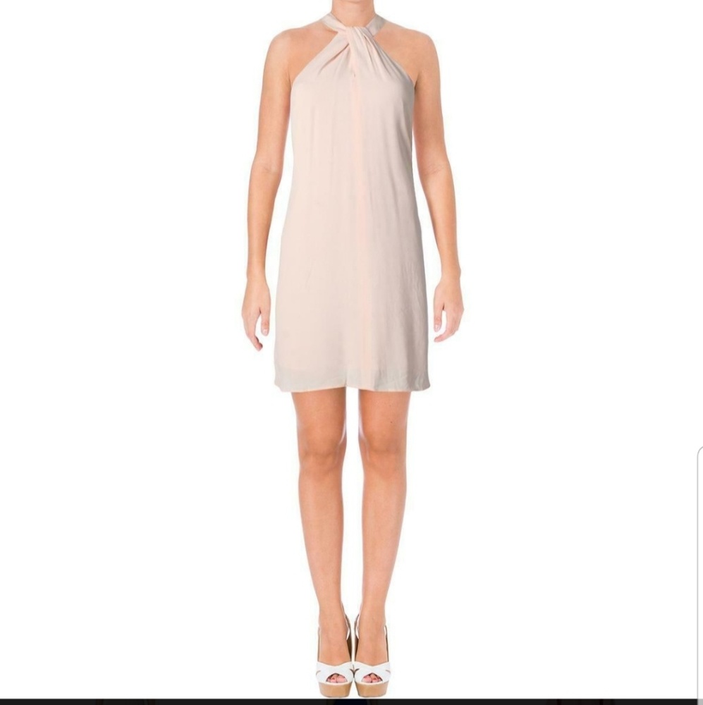 1.state NWT pink crepe halter shift dress L
